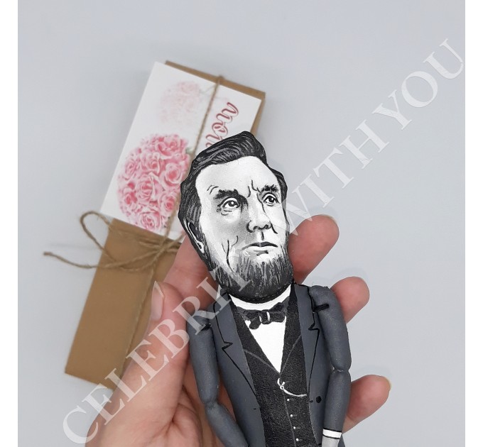 Abraham Lincoln president action figure, 16th president US - History gift idea Father's history gift Patriotic decor - Collectible historical doll hand painted