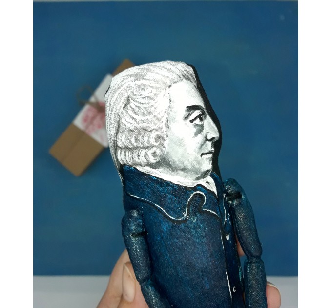 Adam Smith economist, philosopher - book shelf decoration - Gift for philosopher - Collectible philosopher action figure 1:12 hand painted + mini book