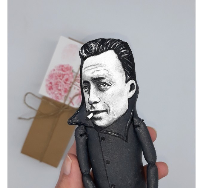 Albert Camus philosopher figure, Book lover decor - Collectible doll