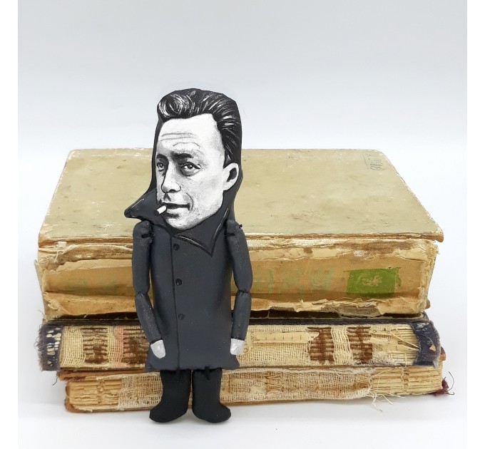Albert Camus philosopher figure, Book lover decor - Collectible doll