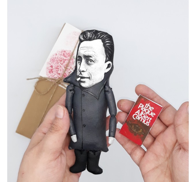 Albert Camus philosopher figure, Book lover decor - Collectible doll