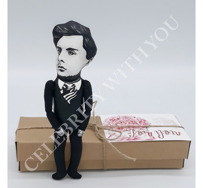 Amedeo Modigliani artist action figure 1:12, Italian artist, sculptor - Gift for painter, Art teacher birthday - Collectible handmade finger puppet + miniature picture