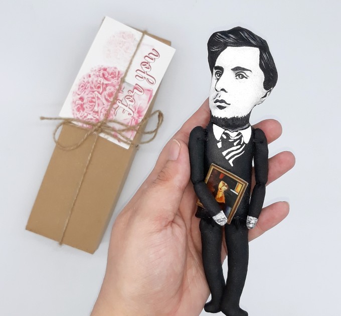 Amedeo Modigliani artist action figure 1:12, Italian artist, sculptor - Gift for painter, Art teacher birthday - Collectible handmade finger puppet + miniature picture