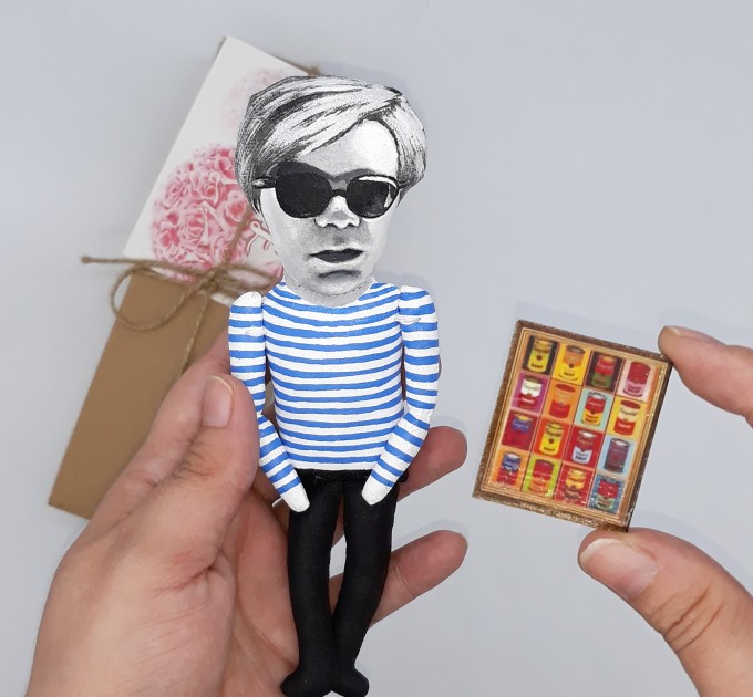 Famous artist action figure 1:12, film director, celebrity figurine - Gift for Painter, a unique collection for smart people - Collectible handmade finger puppet hand painted + miniature picture