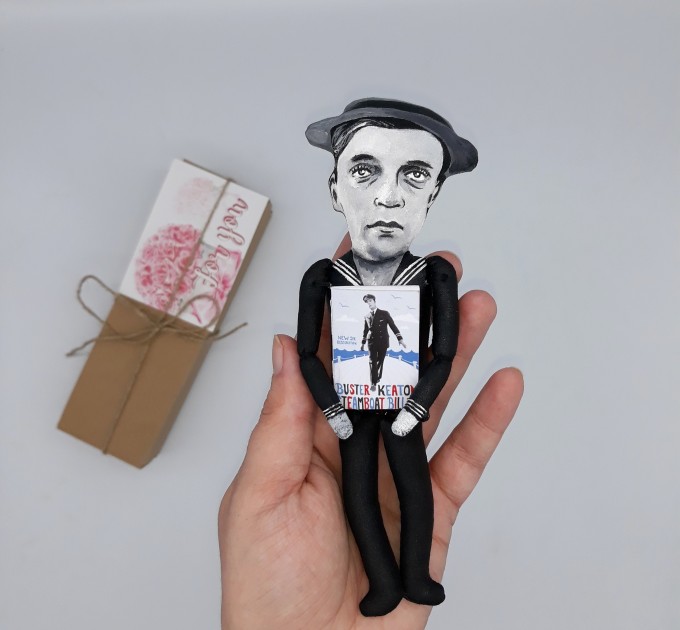 Buster Keaton American actor comedian, Star of classic Hollywood, slapstick comedy - Collectible doll hand painted