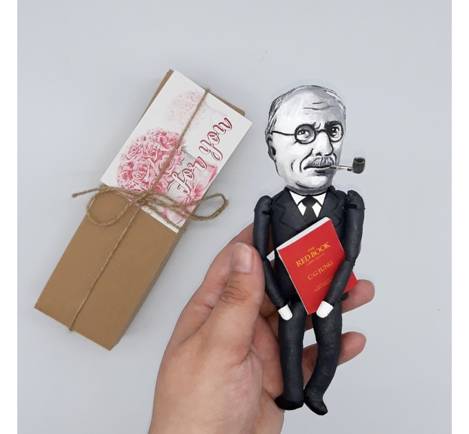 Carl Jung action figures 1:12, psychiatrist, psychoanalyst - Physical therapist gift, - psychiatrist office decor - hand painted doll + 2 Miniature Books