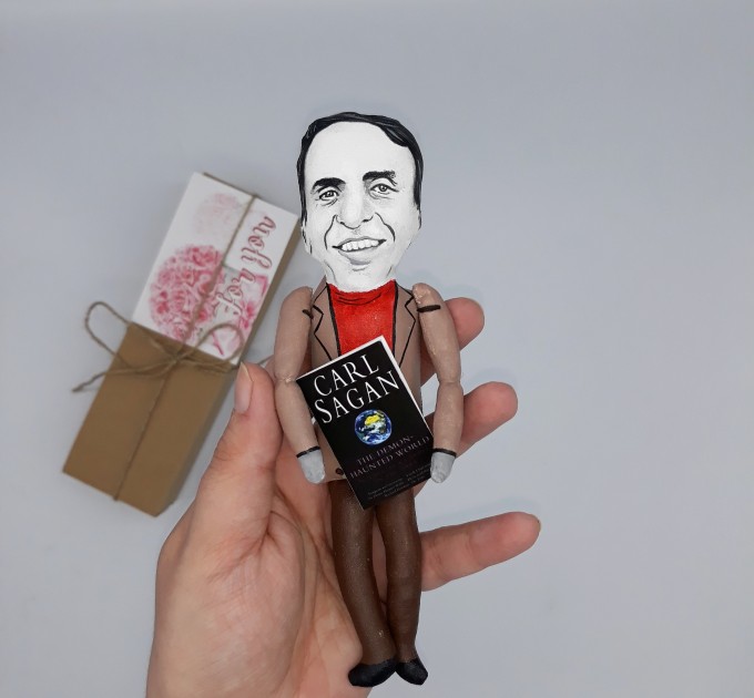 Famous scientist astrophysics - professor gift idea - Collectible doll hand painted + Miniature Book