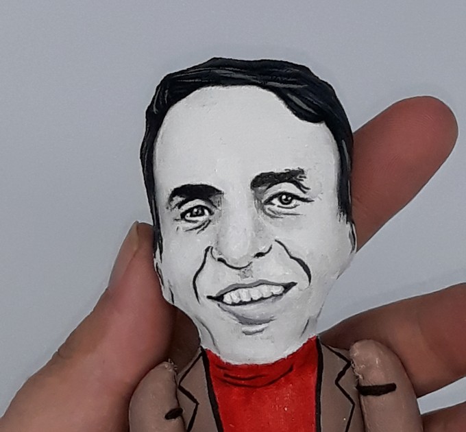 Famous scientist astrophysics - professor gift idea - Collectible doll hand painted + Miniature Book