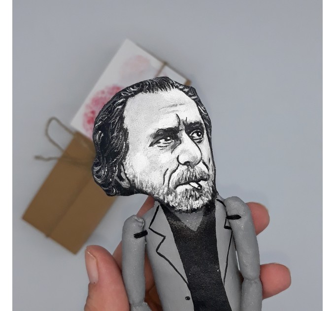 Charles Bukowski writer fugure, Reader gifts - Collectible doll hand painted