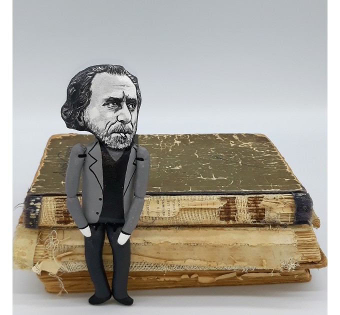 Charles Bukowski writer fugure, Reader gifts - Collectible doll hand painted