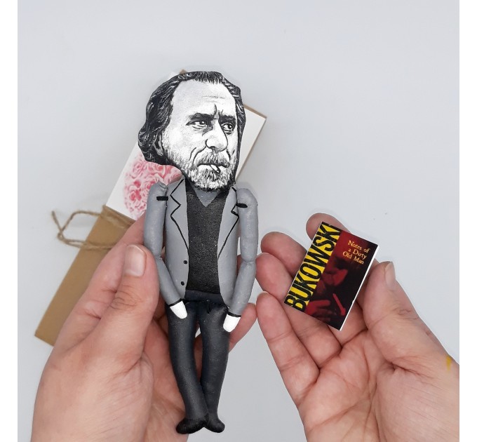 Charles Bukowski writer fugure, Reader gifts - Collectible doll hand painted