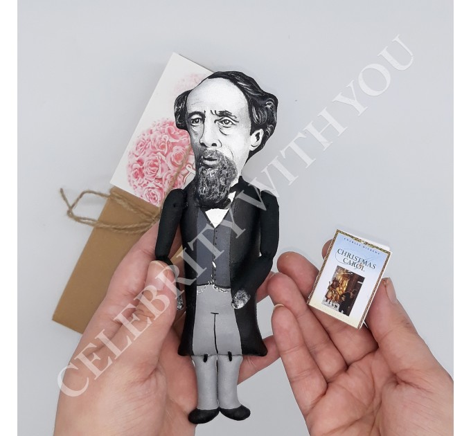 Famous British author - Literary Gift - book shelf decoration - doll hand painted + Miniature Book