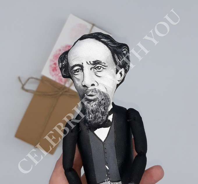 Famous British author - Literary Gift - book shelf decoration - doll hand painted + Miniature Book