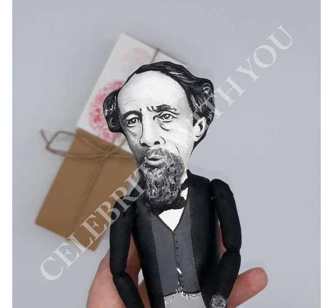 Famous British author - Literary Gift - book shelf decoration - doll hand painted + Miniature Book