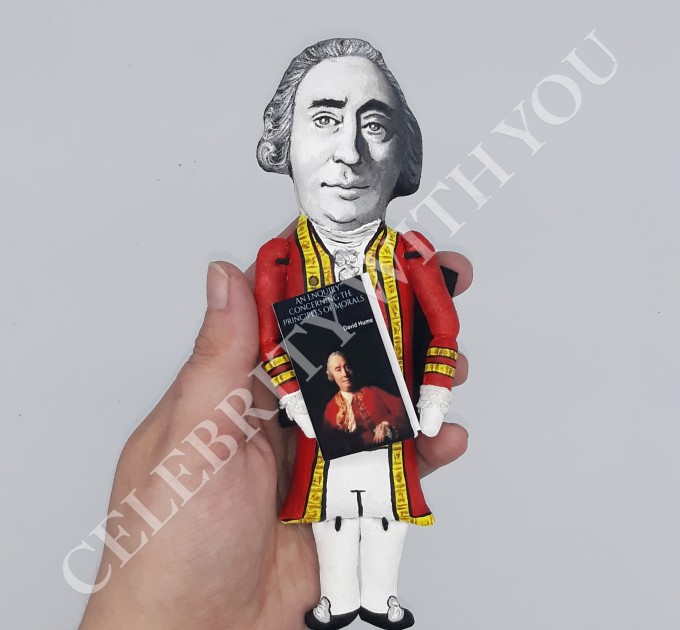 David Hume figurine philosopher, historian, economist - Philosophical empiricism - Philosopher gift - collectible doll + Miniature Book