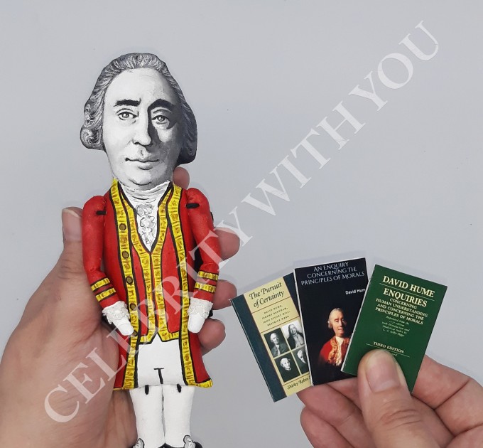 David Hume figurine philosopher, historian, economist - Philosophical empiricism - Philosopher gift - collectible doll + Miniature Book