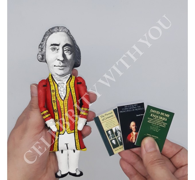 David Hume figurine philosopher, historian, economist - Philosophical empiricism - Philosopher gift - collectible doll + Miniature Book