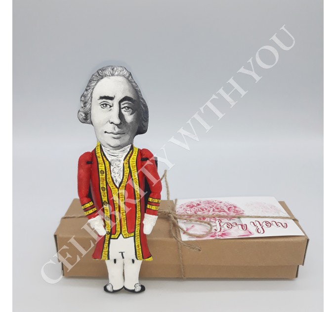 David Hume figurine philosopher, historian, economist - Philosophical empiricism - Philosopher gift - collectible doll + Miniature Book