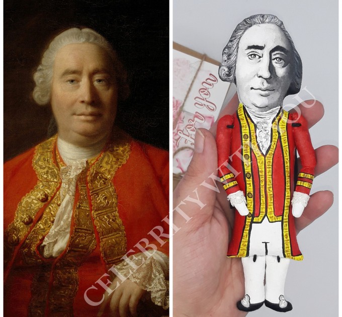 David Hume figurine philosopher, historian, economist - Philosophical empiricism - Philosopher gift - collectible doll + Miniature Book