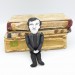 Douglas Adams action figure - screenwriter, essayist, humorist, satirist - library figurine + Miniature Book