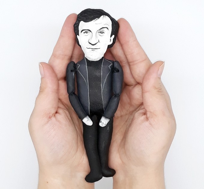 Douglas Adams action figure - screenwriter, essayist, humorist, satirist - library figurine + Miniature Book