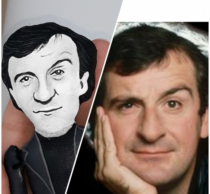 Douglas Adams action figure - screenwriter, essayist, humorist, satirist - library figurine + Miniature Book