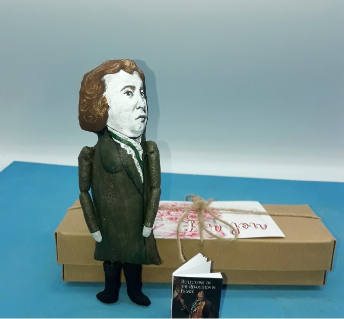 Edmund Burke Anglo-Irish statesman, philosopher action figure 1:12 - Philosophy Teacher Gift, future author gift, a unique collection for smart people - Collectible little thinker doll hand painted + Miniature Book