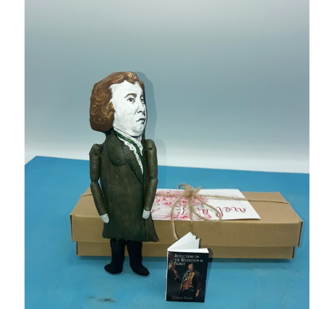 Edmund Burke Anglo-Irish statesman, philosopher action figure 1:12 - Philosophy Teacher Gift, future author gift, a unique collection for smart people - Collectible little thinker doll hand painted + Miniature Book