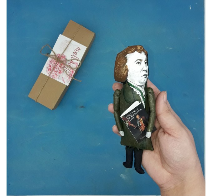 Edmund Burke Anglo-Irish statesman, philosopher action figure 1:12 - Philosophy Teacher Gift, future author gift, a unique collection for smart people - Collectible little thinker doll hand painted + Miniature Book