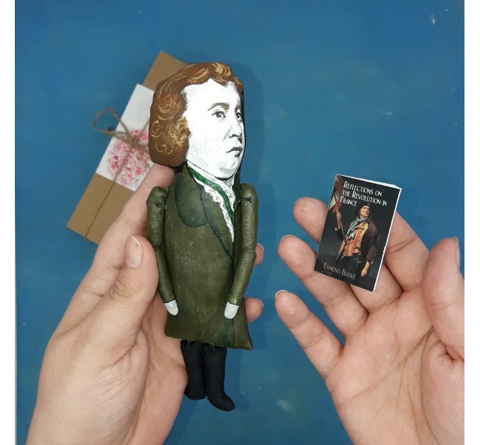 Edmund Burke Anglo-Irish statesman, philosopher action figure 1:12 - Philosophy Teacher Gift, future author gift, a unique collection for smart people - Collectible little thinker doll hand painted + Miniature Book