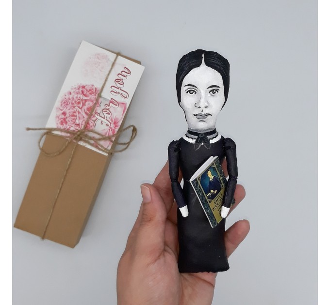 Emily Dickinson figurine - Readers gift, library decor - Collectible doll + Miniature Book