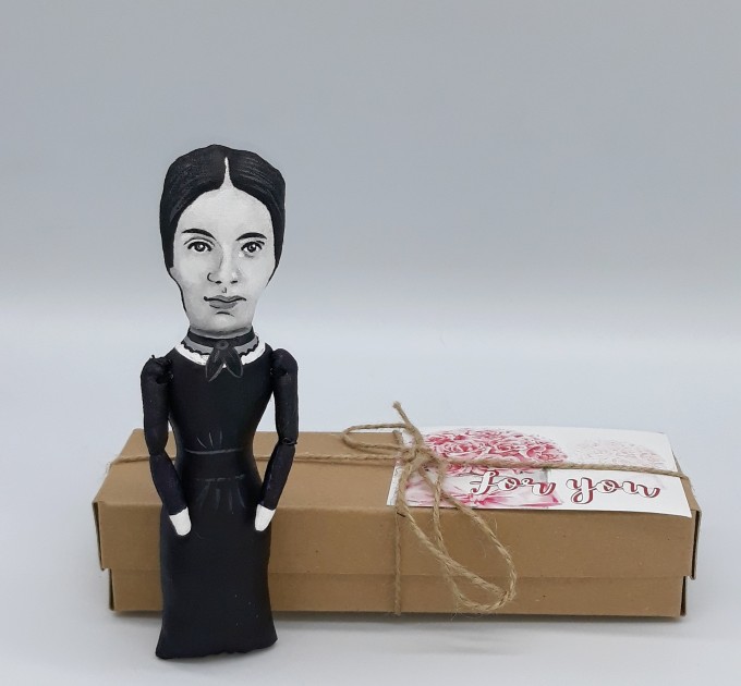 Emily Dickinson figurine - Readers gift, library decor - Collectible doll + Miniature Book