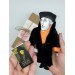 Erasmus Dutch philosopher action figure 1:12  Renaissance, Christian scholar - a unique collection for smart people - present lover book - Collectible scientist finger puppets hand painted + Miniature Book