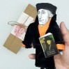 Erasmus Dutch philosopher action figure 1:12  Renaissance, Christian scholar - a unique collection for smart people - present lover book - Collectible scientist finger puppets hand painted + Miniature Book