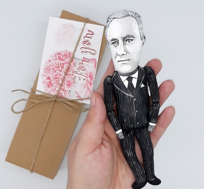 Franklin Delano Roosevelt 32nd President of the United States - US History - Historical doll, Collectible Figure, cloth doll hand painted