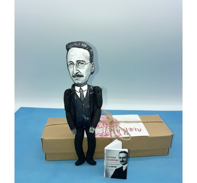 Friedrich Hayek Austrian economist and philosopher - liberalism - philosophy gift - Collectible  handmade figurine hand painted + miniature book