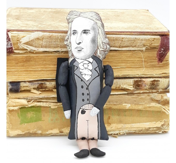 Friedrich Schiller German poet, philosopher, physician, historian, and playwright - Gift for book nerd, Book shelf decor - Collectible philosopher doll hand painted