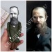 Fyodor Dostoevsky figurine, author Crime and Punishment - Reader gifts - collectible doll hand painted + miniature books