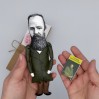 Fyodor Dostoevsky figurine, author Crime and Punishment - Reader gifts - collectible doll hand painted + miniature books