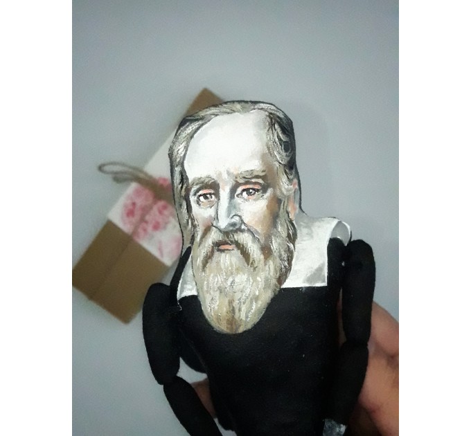 Galileo Galilei scientist finger puppet Italian astronomer, physicist, engineer - a unique collection for smart people - Gift for philosopher, deck accessories for office - Collectible philosopher action figure 1:12 hand painted + Miniature Book