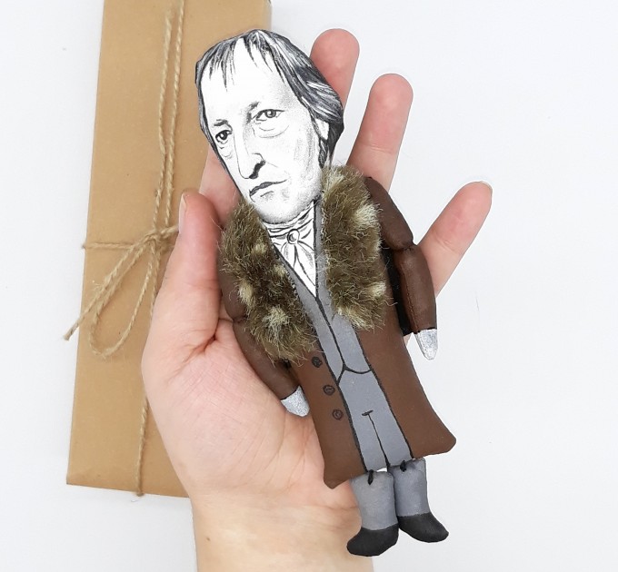 Georg Wilhelm Friedrich Hegel philosopher, historical figure - Gift for idealist - Handmade cloth doll hand painted + Miniature Books