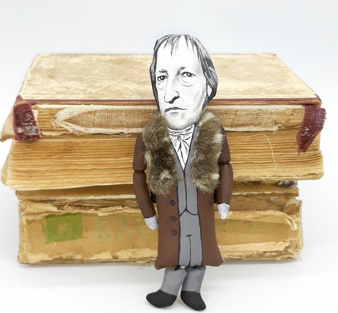 Georg Wilhelm Friedrich Hegel philosopher, historical figure - Gift for idealist - Handmade cloth doll hand painted + Miniature Books