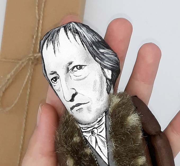 Georg Wilhelm Friedrich Hegel philosopher, historical figure - Gift for idealist - Handmade cloth doll hand painted + Miniature Books