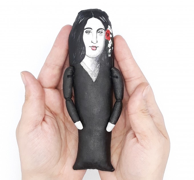 George Sand figurine, author Romantic Era - Bookworm gift - doll hand painted + Miniature Book