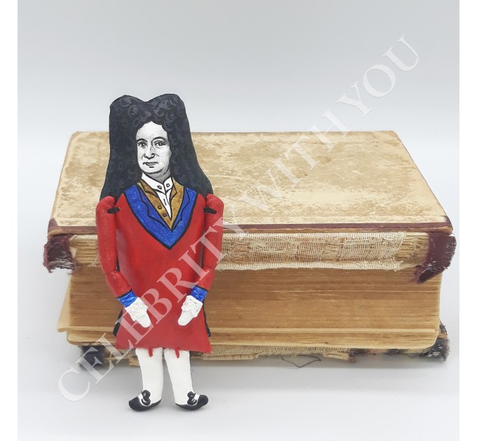 Gottfried Leibniz scientist figurine, mathematician, natural philosopher Enlightenment, math history - Math Teacher Gift, deck accessories for office - Collectible scientist doll hand painted + Mini Books