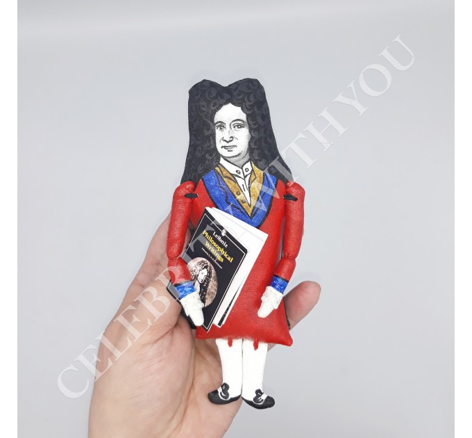 Gottfried Leibniz scientist figurine, mathematician, natural philosopher Enlightenment, math history - Math Teacher Gift, deck accessories for office - Collectible scientist doll hand painted + Mini Books