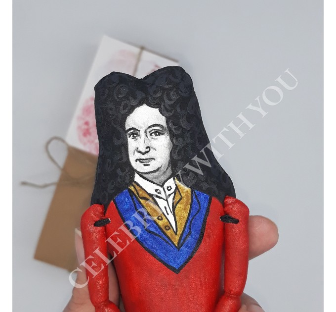 Gottfried Leibniz scientist figurine, mathematician, natural philosopher Enlightenment, math history - Math Teacher Gift, deck accessories for office - Collectible scientist doll hand painted + Mini Books