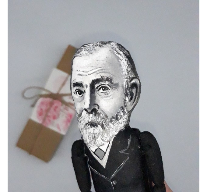 Gottlob Frege German philosopher action figure 1:12, logician, mathematician - logic philosophy - a unique collection for smart people, Math teacher gift - collectible philosopher finger puppet hand painted + miniature book