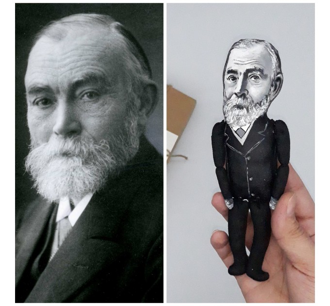 Gottlob Frege German philosopher action figure 1:12, logician, mathematician - logic philosophy - a unique collection for smart people, Math teacher gift - collectible philosopher finger puppet hand painted + miniature book