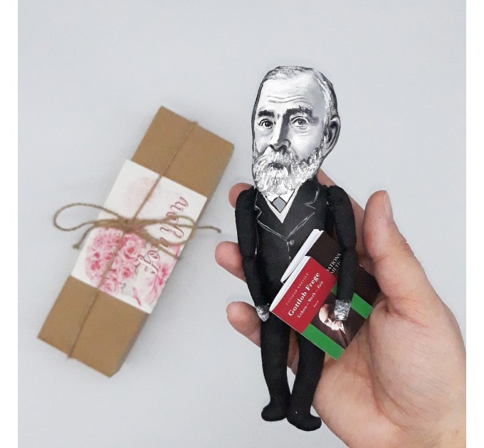 Gottlob Frege German philosopher action figure 1:12, logician, mathematician - logic philosophy - a unique collection for smart people, Math teacher gift - collectible philosopher finger puppet hand painted + miniature book